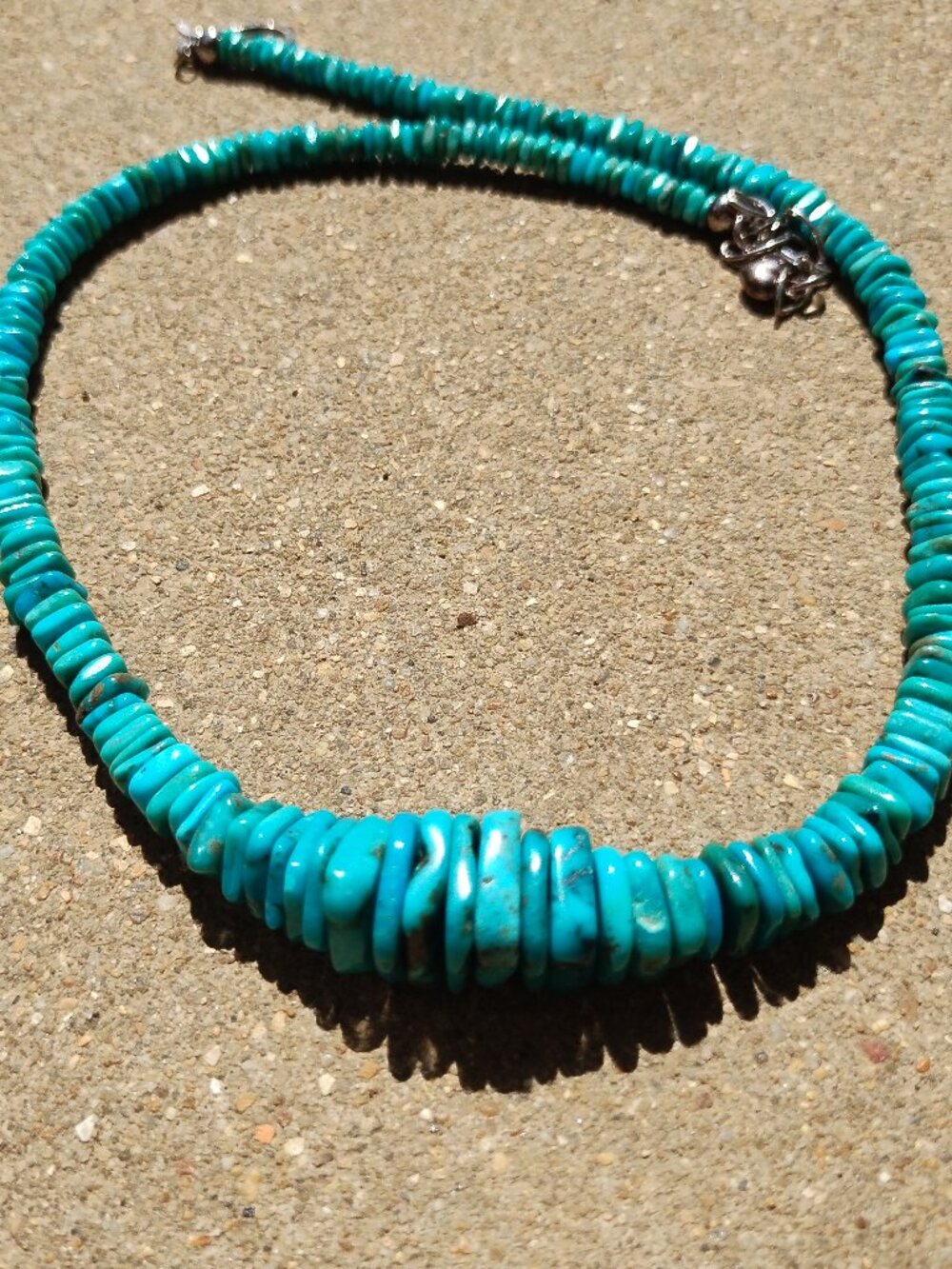 Jay King DTR mine finds sky blue Turquoise disc necklace 925 Sterling Silver - Picture 5 of 8
